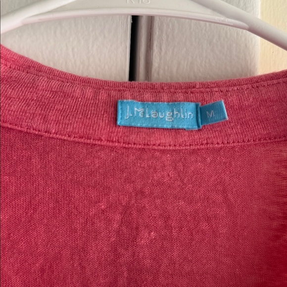 J. McLaughlin Brynn Pink Linen Blend 3/4 Sleeve Button Up Shirt with Pockets - Picture 4 of 9